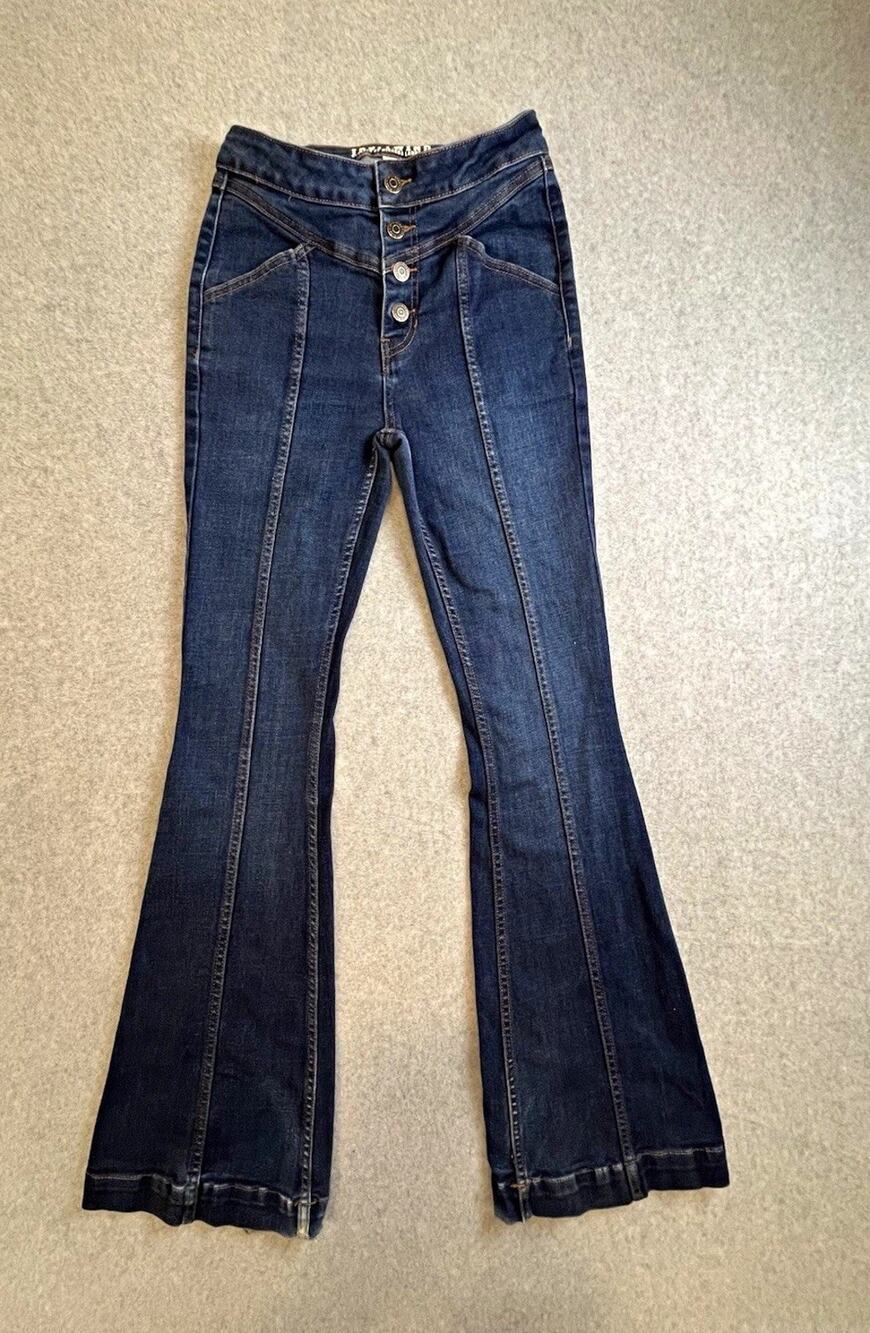 Idyllwind Womens Dark Wash Flare Jeans High Rise Slim Button Fly 5-Pocket Sz 4
